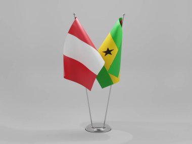 Sao Tome ve Principe - Peru İşbirliği Bayrakları, Beyaz Arkaplan - 3D Render