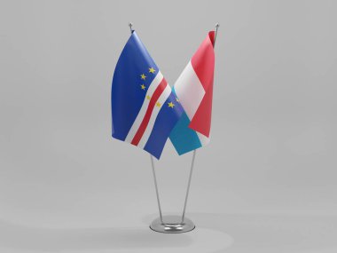 Lüksemburg - Cape Verde İşbirliği Bayrakları, Beyaz Arkaplan - 3D Render