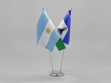 Lesotho - Arjantin İşbirliği Bayrakları, Beyaz Arkaplan - 3D Render