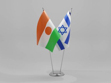 İsrail - Nijer İşbirliği Bayrakları, Beyaz Arkaplan - 3D Yapılandırma
