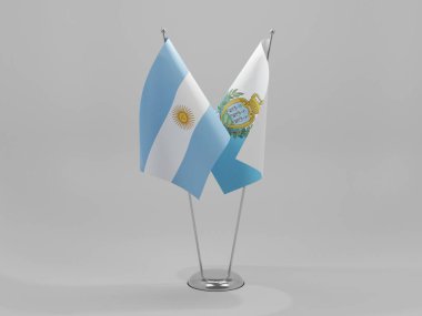 San Marino - Arjantin İşbirliği Bayrakları, Beyaz Arkaplan - 3D Render