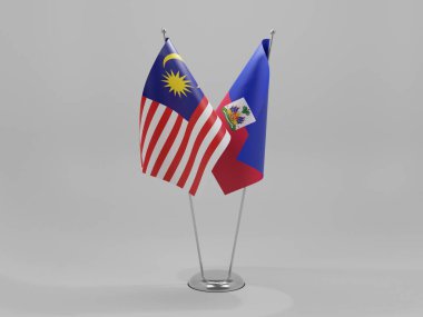 Haiti - Malezya İşbirliği Bayrakları, Beyaz Arkaplan - 3D Render