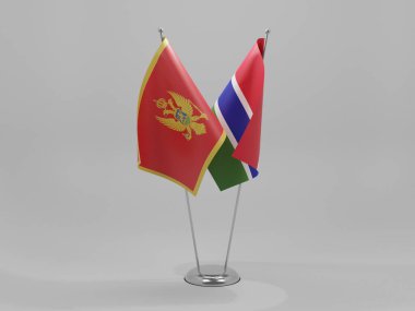 Gambiya - Karadağ İşbirliği Bayrakları, Beyaz Arkaplan - 3D Hazırlama