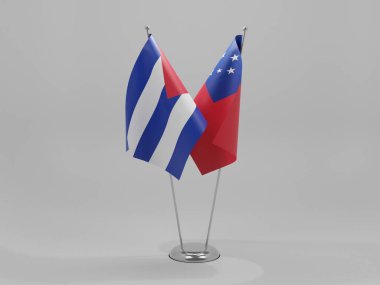 Samoa - Küba İşbirliği Bayrakları, Beyaz Arkaplan - 3D Render