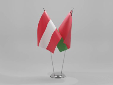Belarus - Avusturya İşbirliği Bayrakları, Beyaz Arkaplan - 3D Render
