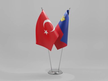 Lihtenştayn - Türkiye İşbirliği Bayrakları, Beyaz Arkaplan - 3D Render