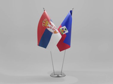 Haiti - Sırbistan İşbirliği Bayrakları, Beyaz Arkaplan - 3D Hazırlama