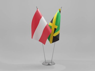 Jamaika - Avusturya İşbirliği Bayrakları, Beyaz Arkaplan - 3D Render