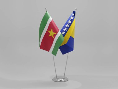 Bosna-Hersek - SurinName Cooperation Flags, White Background - 3D Render