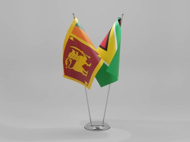 Guyana - Sri Lanka İşbirliği Bayrakları, Beyaz Arkaplan - 3D Render