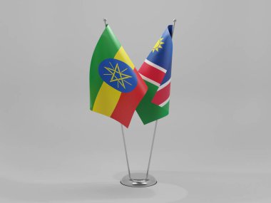 Namibya - Etiyopya İşbirliği Bayrakları, Beyaz Arkaplan - 3D Render