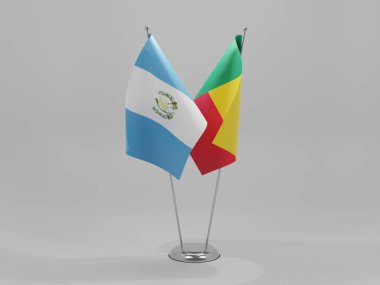 Benin - Guatemala İşbirliği Bayrakları, Beyaz Arkaplan - 3D Render