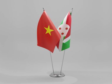 Burundi - Vietnam İşbirliği Bayrakları, Beyaz Arkaplan - 3D Render