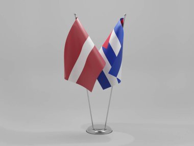 Küba - Letonya İşbirliği Bayrakları, Beyaz Arkaplan - 3D Render