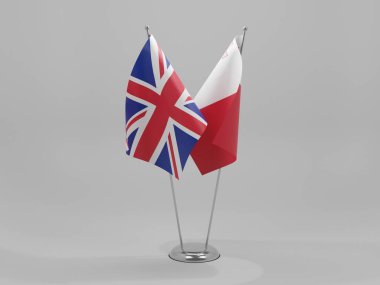 Malta - Birleşik Krallık İşbirliği Bayrakları, Beyaz Arkaplan - 3D Render