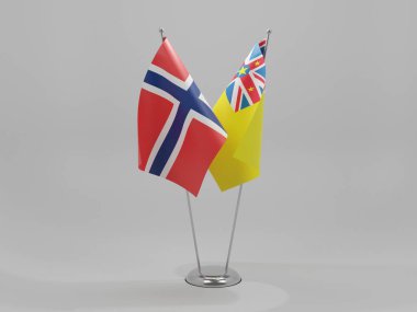 Niue - Norveç İşbirliği Bayrakları, Beyaz Arkaplan - 3D Render