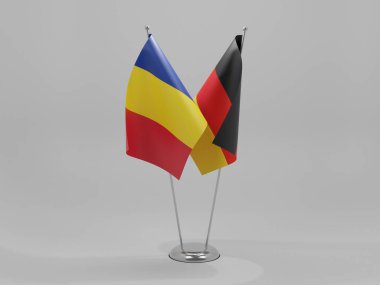 Almanya - Romanya İşbirliği Bayrakları, Beyaz Arkaplan - 3D Hazırlama