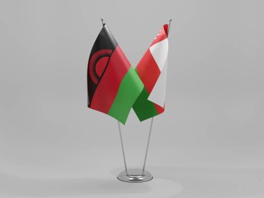 Umman - Malavi İşbirliği Bayrakları, Beyaz Arkaplan - 3D Render