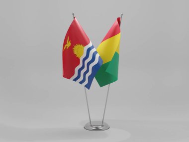 Gine - Kiribati İşbirliği Bayrakları, Beyaz Arkaplan - 3D Render