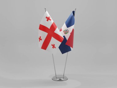 Dominik Cumhuriyeti - Gürcistan İşbirliği Bayrakları, Beyaz Arkaplan - 3D Render