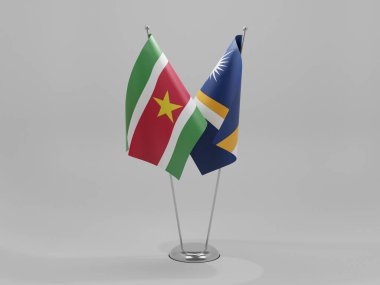 Marshall Adaları - Surinam İşbirliği Bayrakları, Beyaz Arkaplan - 3D Render