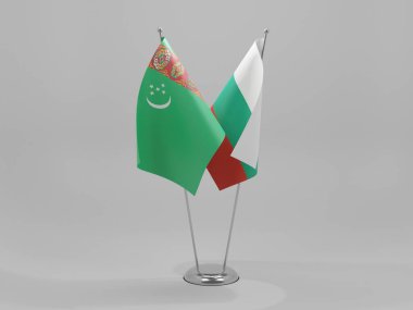 Bulgaristan - Türkmenistan İşbirliği Bayrakları, Beyaz Arkaplan - 3D Hazırlama