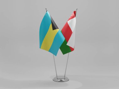 Umman - Bahamalar İşbirliği Bayrakları, Beyaz Arkaplan - 3D Render