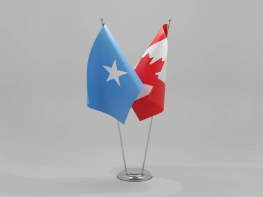 Kanada - Somali İşbirliği Bayrakları, Beyaz Arkaplan - 3D Render