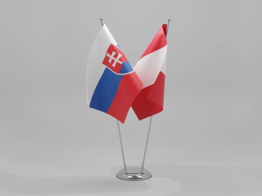 Peru - Slovakya İşbirliği Bayrakları, Beyaz Arkaplan - 3D Render
