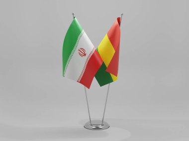 Bolivya - İran İşbirliği Bayrakları, Beyaz Arkaplan - 3D Render