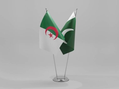 Pakistan - Cezayir İşbirliği Bayrakları, Beyaz Arkaplan - 3D Render