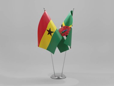 Dominica - Gana İşbirliği Bayrakları, Beyaz Arkaplan - 3D Render