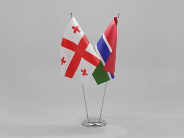 Gambiya - Georgia İşbirliği Bayrakları, Beyaz Arkaplan - 3D Render