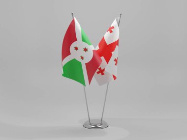 Georgia - Burundi İşbirliği Bayrakları, Beyaz Arkaplan - 3D Render
