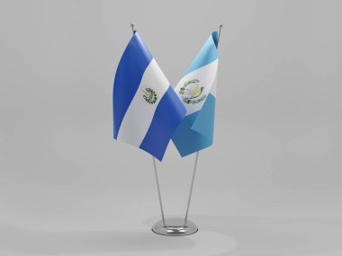 Guatemala - El Salvador İşbirliği Bayrakları, Beyaz Arkaplan - 3D