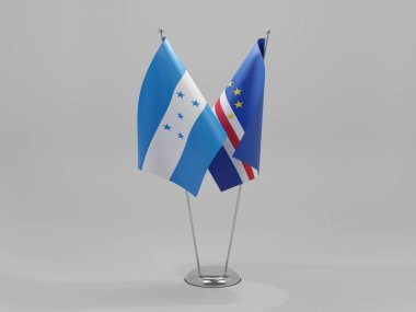 Cape Verde - Honduras İşbirliği Bayrakları, Beyaz Arkaplan - 3D Render