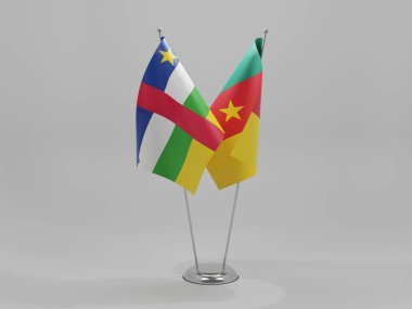 Kamerun - Orta Afrika Cumhuriyeti İşbirliği Bayrakları, Beyaz Arkaplan - 3D Render