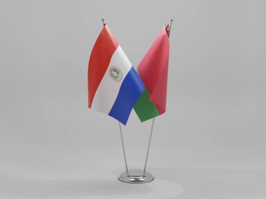 Belarus - Paraguay İşbirliği Bayrakları, Beyaz Arkaplan - 3D Render