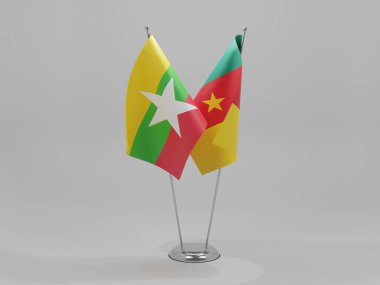 Kamera - Myanmar İşbirliği Bayrakları, Beyaz Arkaplan - 3D Render