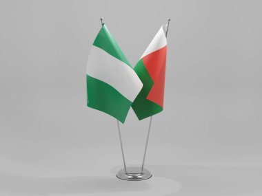 Madagaskar - Nijerya İşbirliği Bayrakları, Beyaz Arkaplan - 3D Render