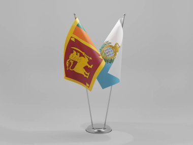 San Marino - Sri Lanka İşbirliği Bayrakları, Beyaz Arkaplan - 3D Render