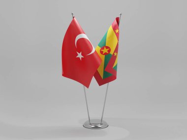 Grenada - Türkiye İşbirliği Bayrakları, Beyaz Arkaplan - 3D Renklendirme