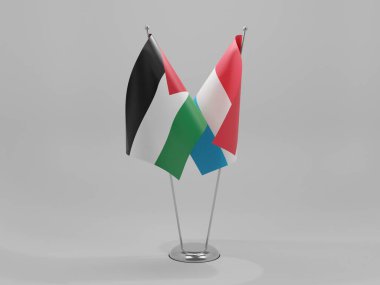 Lüksemburg - Filistin İşbirliği Bayrakları, Beyaz Arkaplan - 3D Yapılandırma