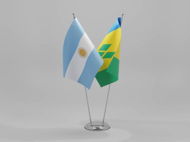 Saint Vincent ve The Grenadines - Arjantin İşbirliği Bayrakları, Beyaz Arkaplan - 3D