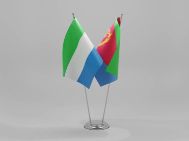 Eritre - Sierra Leone İşbirliği Bayrakları, Beyaz Arkaplan - 3D Render