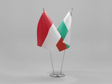 Bulgaristan - Endonezya İşbirliği Bayrakları, Beyaz Arkaplan - 3D Render