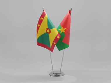 Burkina Faso - Grenada İşbirliği Bayrakları, Beyaz Arkaplan - 3D
