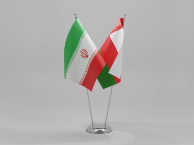 Umman - İran İşbirliği Bayrakları, Beyaz Arkaplan - 3D Yapılandırma