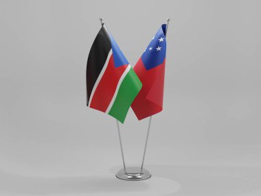 Samoa - Güney Sudan İşbirliği Bayrakları, Beyaz Arkaplan - 3D Render