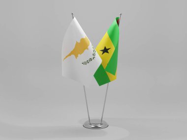 Sao Tome ve Principe - Kıbrıs İşbirliği Bayrakları, Beyaz Arkaplan - 3D Hazırlama